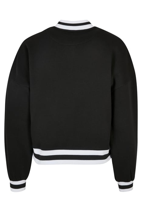 LADIES OVERSIZED COLLEGE SWEAT JACKET BLACK 7