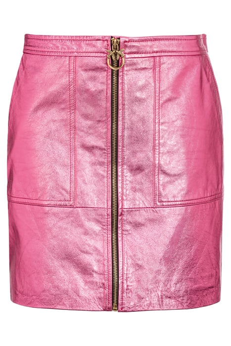 GERARDINA GONNA PELLE LAMINATA METALLIC PINK 4