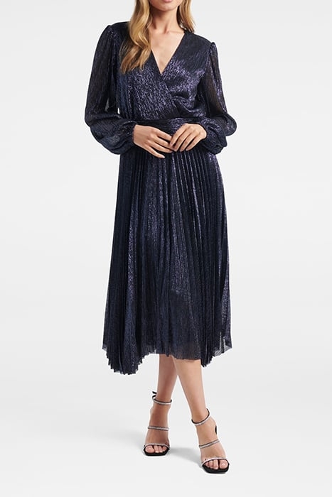 SAHARA WRAP PLISSE MIDI DRESS NAVY 1