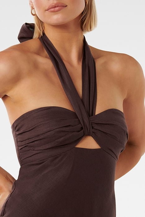 HALTER TUCK MIDI CHOCOLATE 5