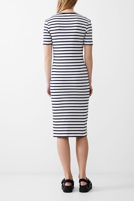 STRIPE RIB DRESS MIDI DK NAVY/WHITE 3