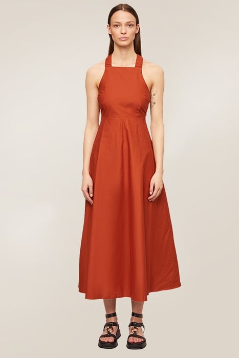 LONG DRESS WITH BACK CROSSOVER BROWN 4
