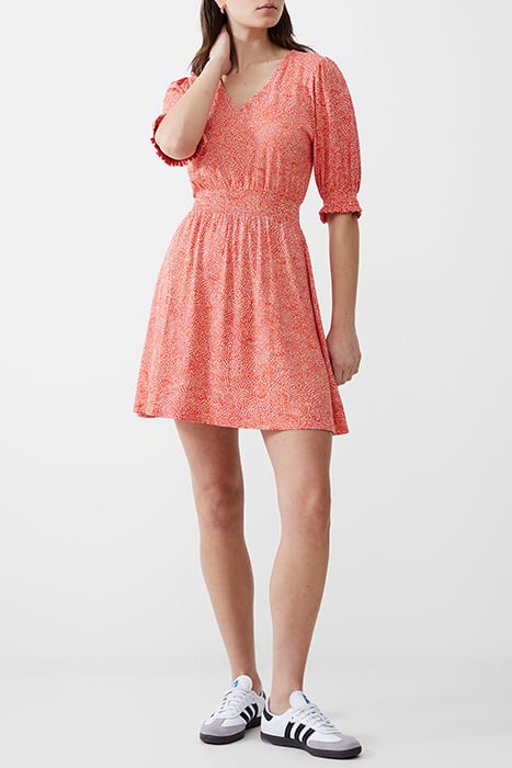 BERNICE SHIRRED DRESS SHORT MANDARIN/SEAPINK/IVR 2