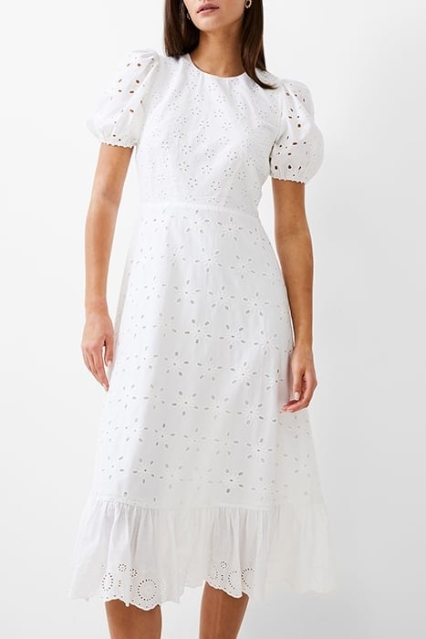 BRODERIE TIERED DRESS L WHITE 1