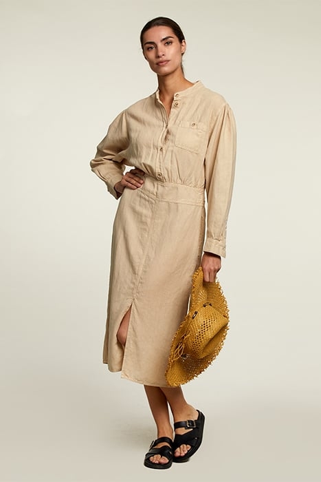 BEIGE PENCIL DRESS WITH SLIT 3