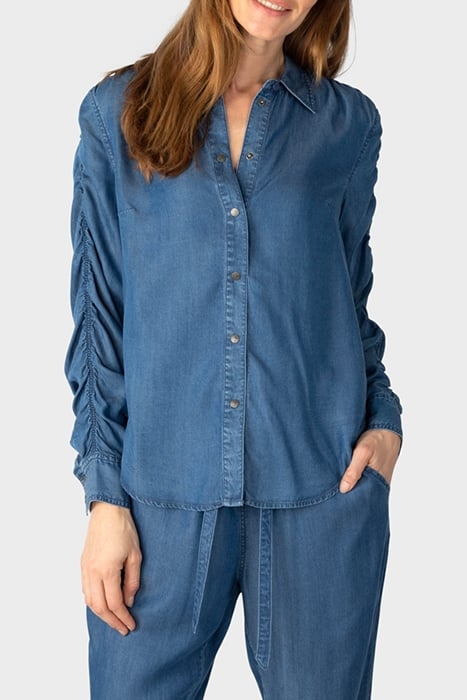 BLOUSE WOVEN LONG SLEEVES MID BLUE DENIM 1