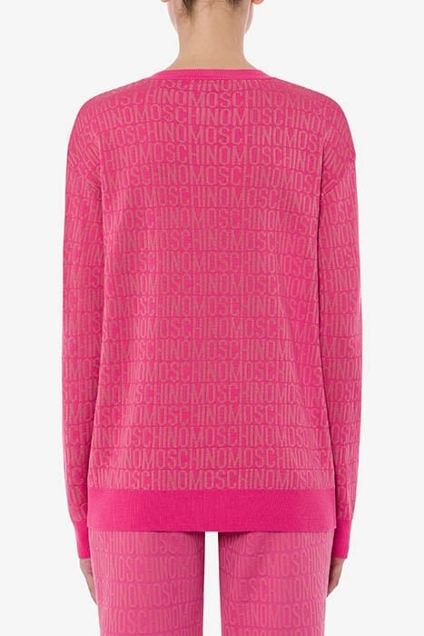 ALLOVER LOGO WOOL SWEATER FUCHSIA 2