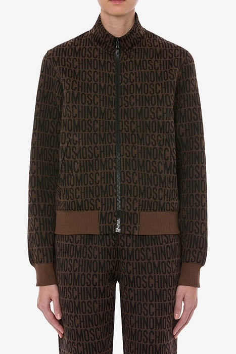 ALLOVER LOGO COTTON BLEND SWEATSHIRT BROWN 1