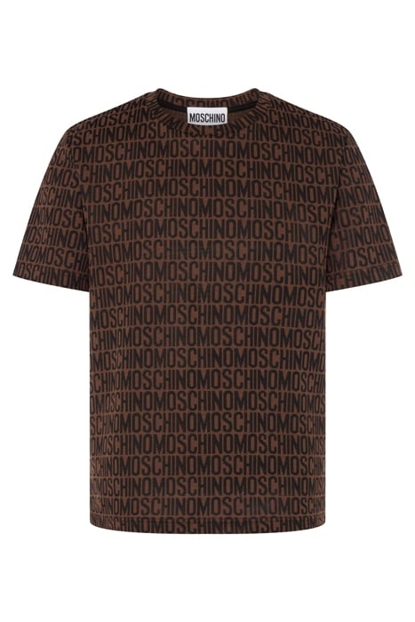 ALLOVER LOGO JACQUARD JERSEY T-SHIRT BROWN 3