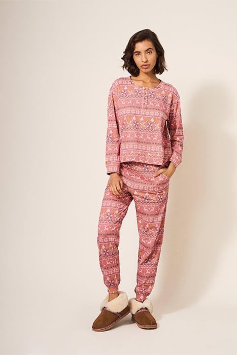 FAIRISLE REINDEER FREYA JOGGER PINK 3
