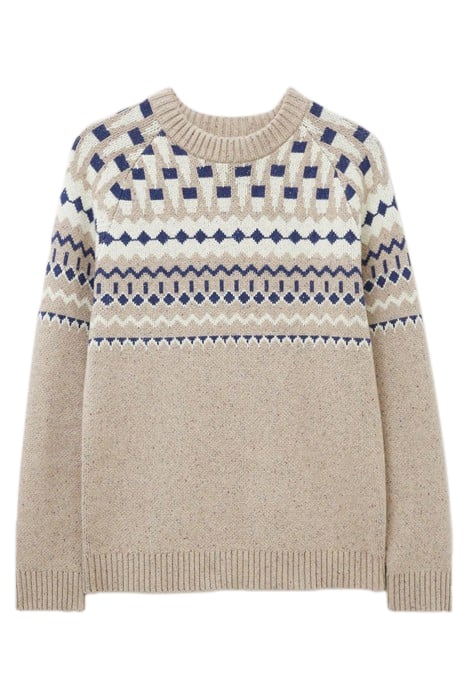 NORDIC YOKE FAIRISLE CREW DARK NATURAL 1