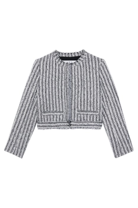 HAKILO CROPPED JACKET IN BLACK/WHITE/SILVER 4