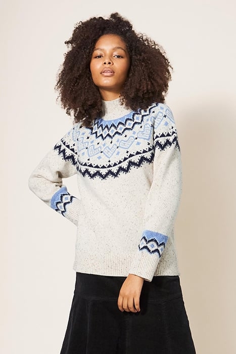 HEART LONGLINE FAIRISLE JUMPER NATURAL 1