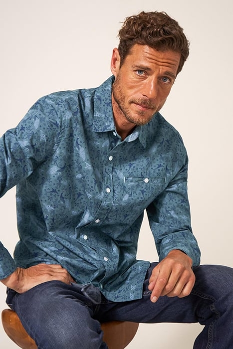 PEACOCK PRINTED SHIRT BLUE PRINTED 3