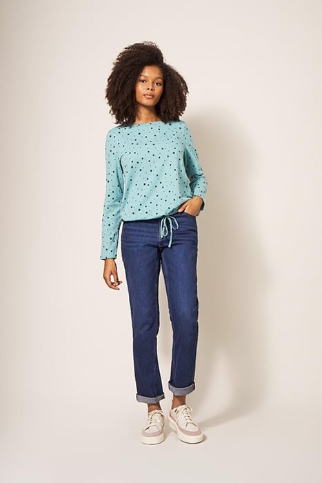 TARA TIE HEM TOP TEAL 1