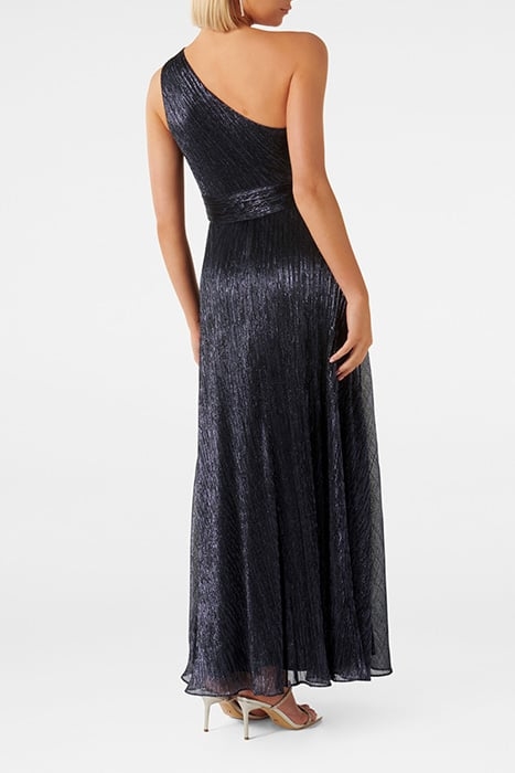 BILLIE ASYMM PLISSE MIDI DRESS NAVY 2