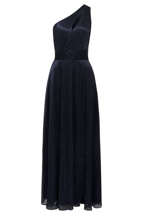 BILLIE ASYMM PLISSE MIDI DRESS NAVY 3
