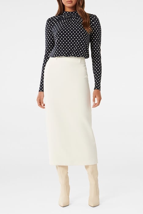 BEATRICE MOCK NECK CREPE BLOUSE CANTERBURY SPOT 3