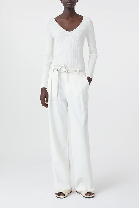 V NECK LONG SLEEVE KNITS ECRU 3