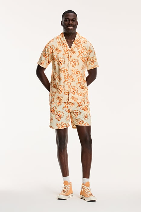 MEN SHORTSLEEVE WASHED FLOWER LIGHT BEIGE 3