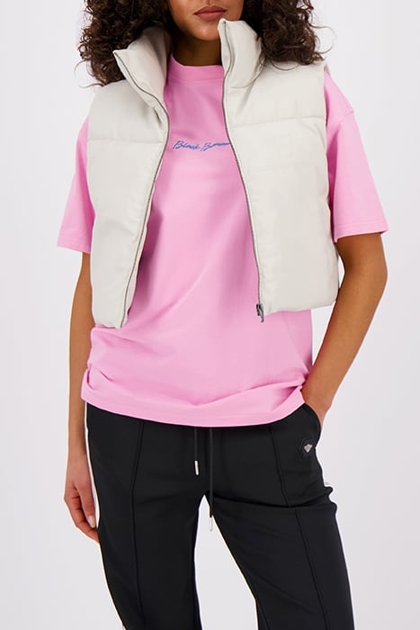 FAUX LEATHER BODYWARMER LIGHT GREY 1