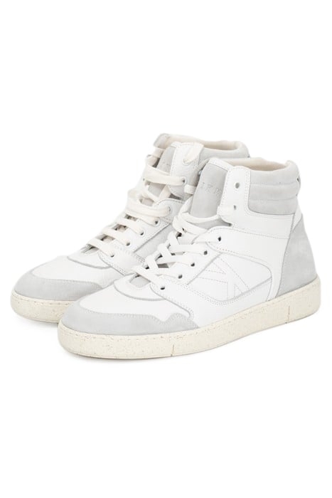 WHITE SUEDE LEATHER MIX HIGH-TOP TRAINERS 2