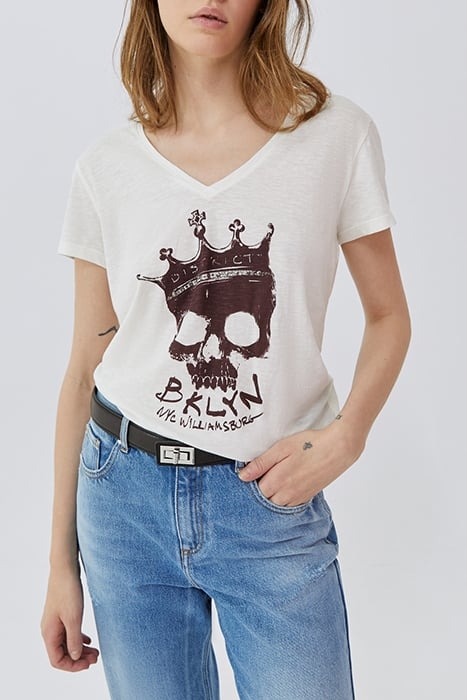 WHITE CROWNED SKULL IMAGE T-SHIRT 1
