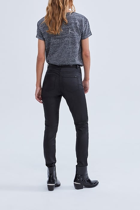 BLACK COATED HIGH-WAIST SCULPT-UP SLIM JEANS 3