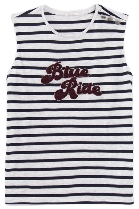 GREY MARL STRIPED T-SHIRT, BOUCLETTE EMBROIDERY 3