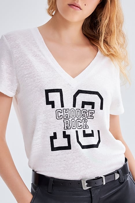 ECRU LINEN KNIT SLOGAN T-SHIRT 5