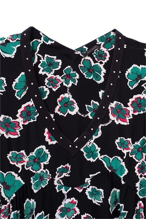 BLACK XL FLORAL PRINT STUDDED COLLAR DRESS 4