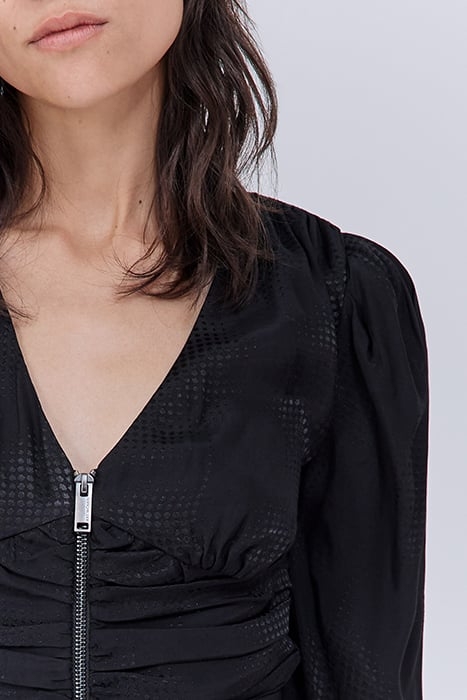 BLACK OPTICAL POLKA DOT MOTIF JACQUARD BLOUSE 6