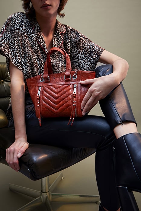 ORANGE CROC-EMBOSSED LEATHER 1440 SMALL TOTE BAG 7