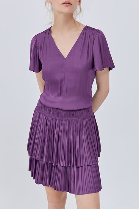 PURPLE SHORT DRESS WITH MICRO-PLEATED RUFFLES 1