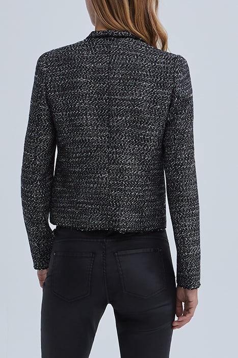 BLACK TWEED-LOOK BIKER-STYLE JACKET 2