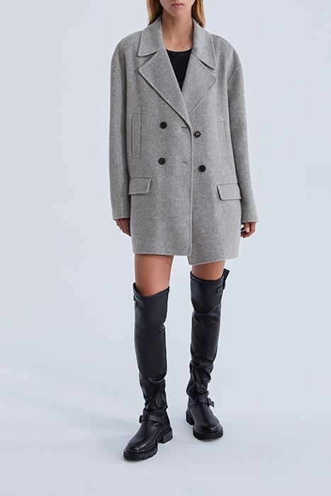 GREY MID-LENGTH COAT WITH DIAMANTE 2