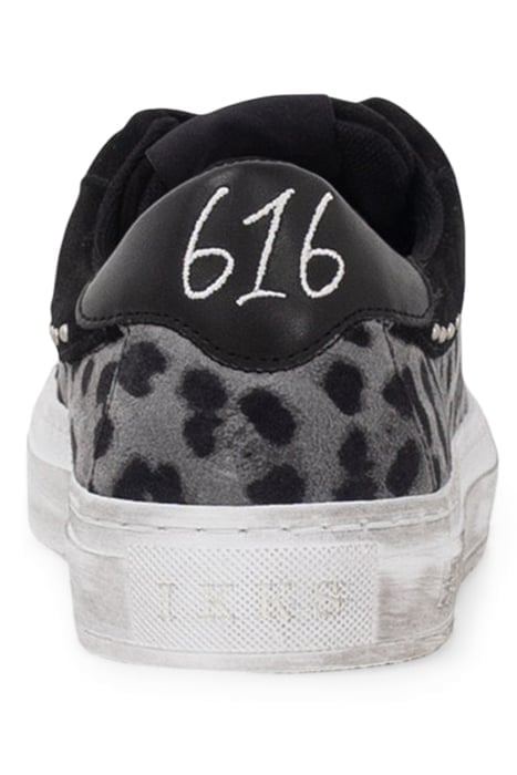 BLACK LEOPARD MOTIF SUEDE STUDDED TRAINERS 3