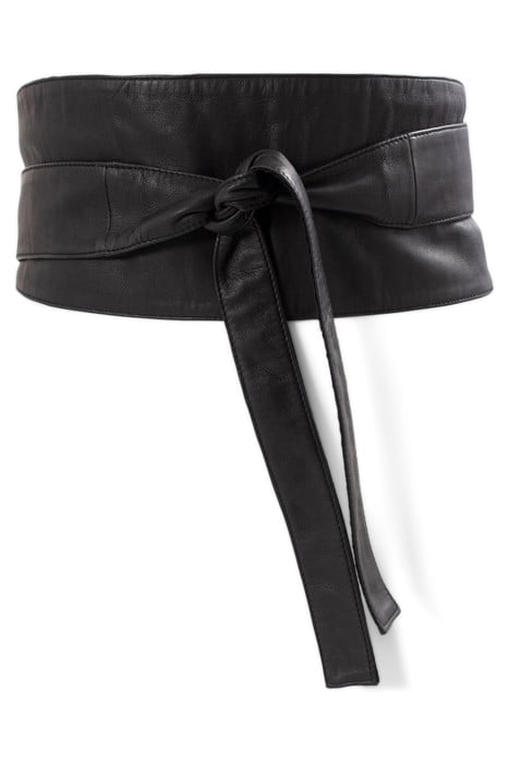 BLACK LEATHER TIE BELT 2