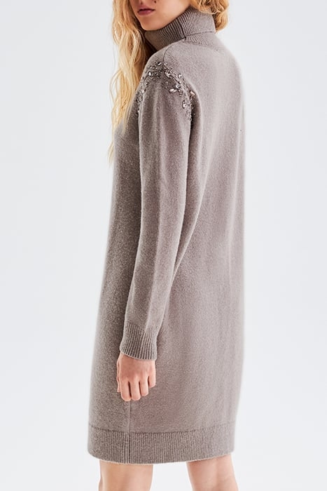 BEIGE KNIT DRESS WITH DIAMANTE ARMHOLES 2