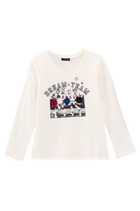 GIRLS' OFF-WHITE 3D CHEERLEADERS IMAGE T-SHIRT 1