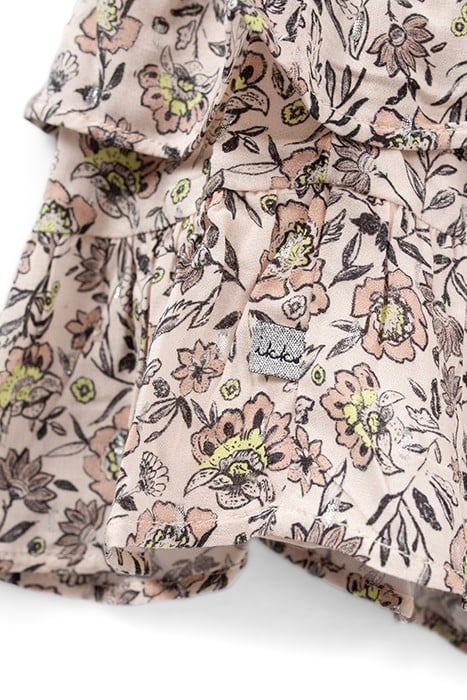 GIRLS’ BEIGE FLOWER PRINT ASYMMETRIC RUFFLED SKIRT 4