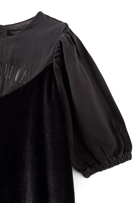 GIRLS’ GREY MIXED FABRIC DRESS WITH SLOGAN 3