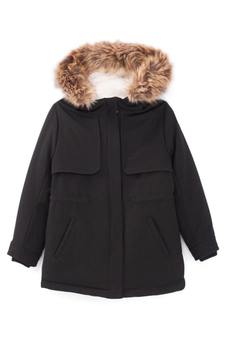 GIRLS’ 2-IN-1 BLACK GLITTERY PARKA AND QUILTED JACKET 1