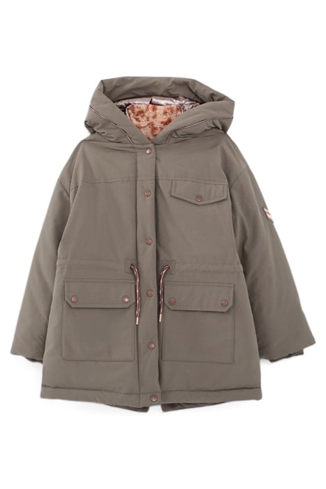 GIRLS’ 3-IN-1 KHAKI FURRY PARKA AND REVERSIBLE JACKET 1