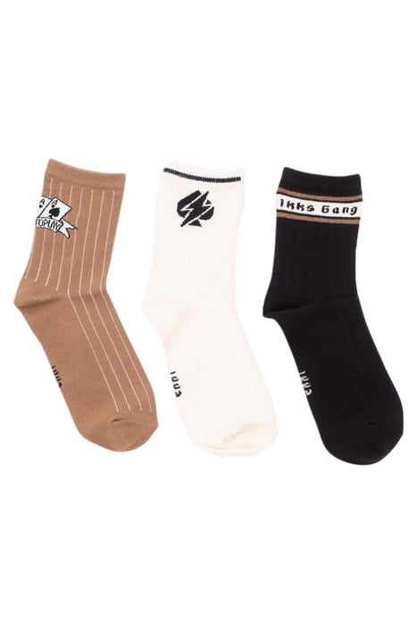 BOYS’ BLACK/WHITE/CAMEL SOCKS 1