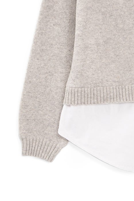 GIRLS’ GREY KNIT SWEATER WITH TROMPE-L'OEIL SHIRT 3