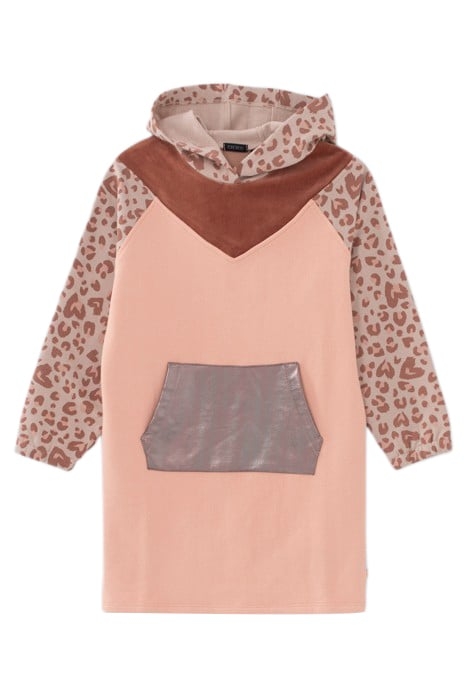 GIRLS’ PINK LEOPARD MOTIF SWEATSHIRT DRESS 1
