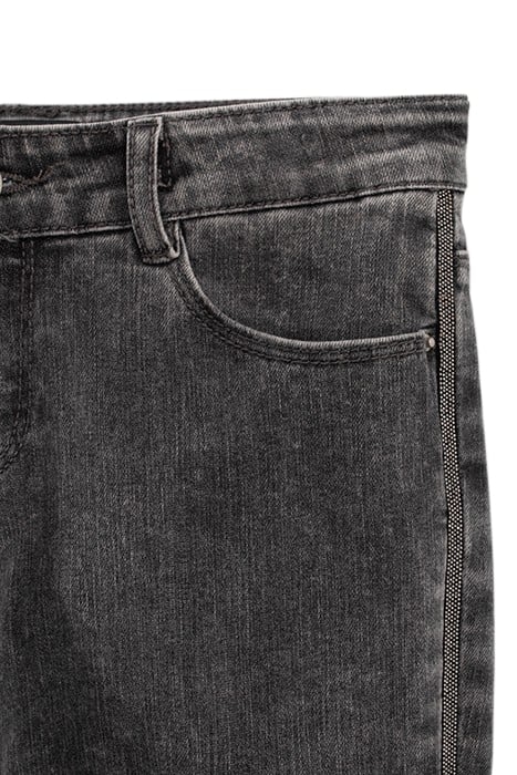 GIRLS’ GREY HIGH-WAIST SLIM JEANS WITH SIDE BANDS 3