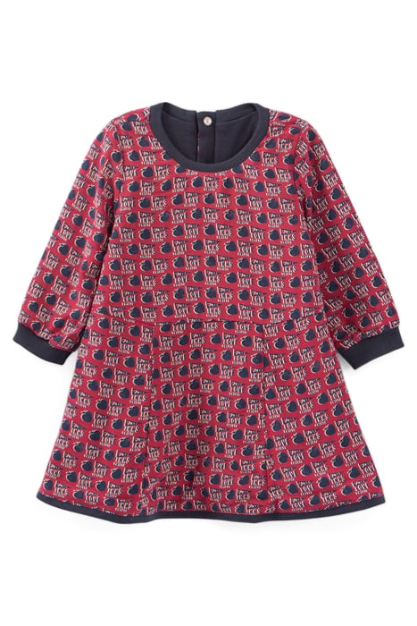 BABY GIRLS’ NAVY/HEART-APPLES REVERSIBLE DRESS 1