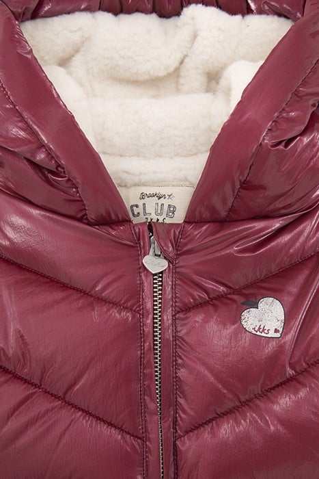 BABY GIRLS’ METALLIC BURGUNDY HOODED PADDED JACKET 4